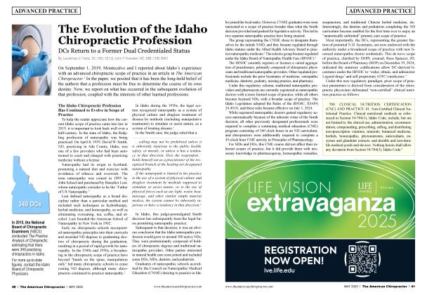 The Evolution of the Idaho Chiropractic Profession