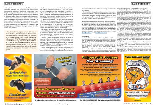 Advertisements, Page: 42 - AUGUST 2025 | The American Chiropractor